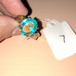 Silver Ring w/ Opalescent Stone, Size 7